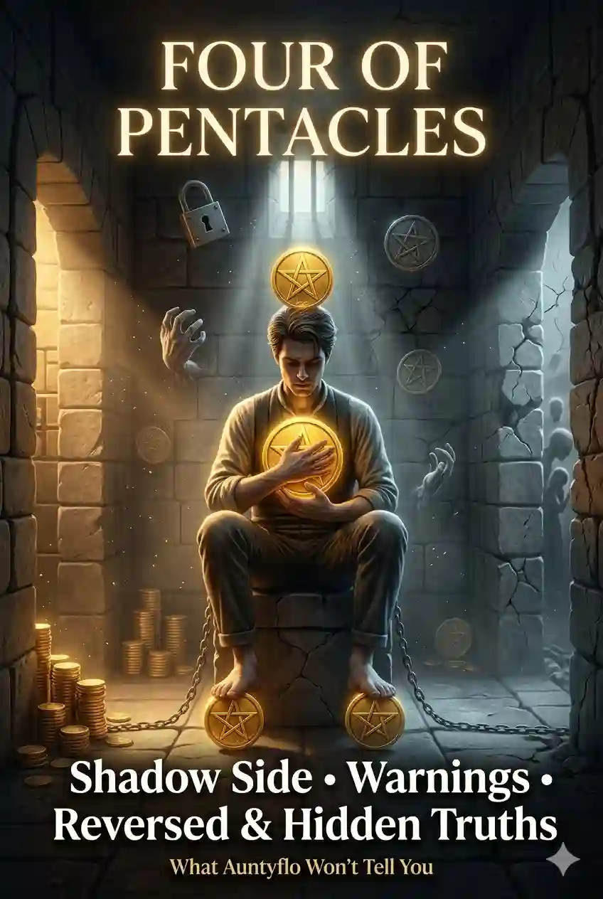 Four of Pentacles Tarot Meaning: Shadow Side, Warnings, Reversed & The Dark Truth (What Auntyflo Won't Tell You)