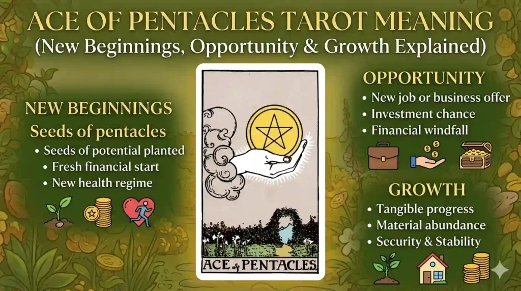Ace of Pentacles Tarot Meaning (New Beginnings, Opportunity & Growth Explained)